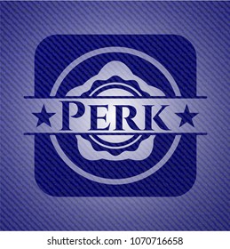  Perk badge with denim texture
