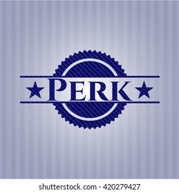 Perk emblem with denim high quality background