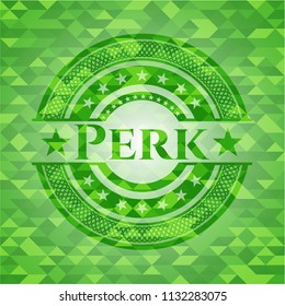 Perk green emblem with mosaic background