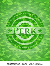 Perk green emblem. Mosaic background. Vector Illustration. Detailed. 