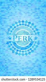 Perk light blue emblem. Mosaic background