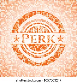 Perk orange mosaic emblem with background