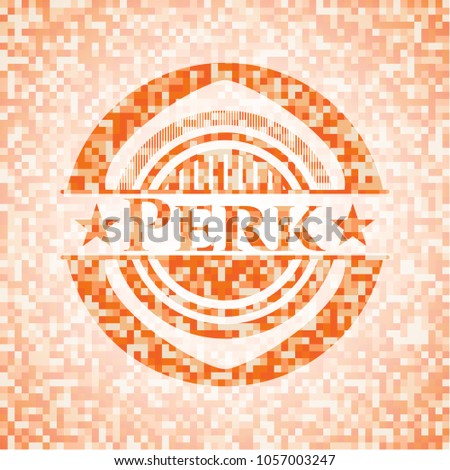 Perk orange mosaic emblem with background