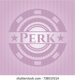 Perk pink emblem. Vintage.