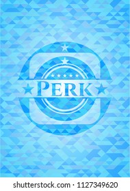 Perk realistic light blue emblem. Mosaic background