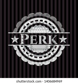 Perk silvery shiny badge. Vector Illustration. Mosaic.