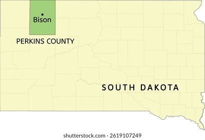 Perkins County and town of Bison location on South Dakota state map