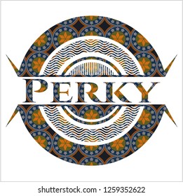 Perky arabic emblem background. Arabesque decoration.