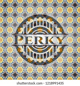 Perky arabic style badge. Arabesque decoration.