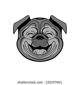 perky pug smiling from ear to ear joyful and pleasant - vector can be used to store logo signage dog food