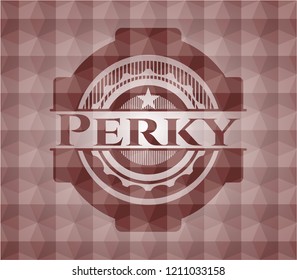 Perky red badge with geometric pattern. Seamless.