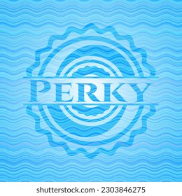 Perky sky blue water emblem background. Vector Illustration. Detailed. 