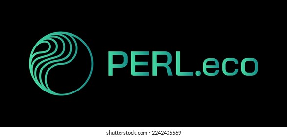 PERL eco (PERL) cryptocurrency logo vector illustration banner and background