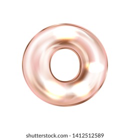 Perl pink foil inflated alphabet symbol, isolated letter O