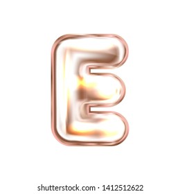 Perl pink foil inflated alphabet symbol, isolated letter E