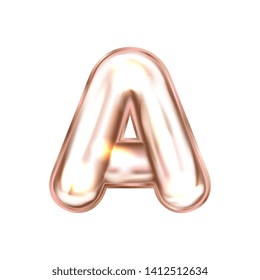 Perl pink foil inflated alphabet symbol, isolated letter A