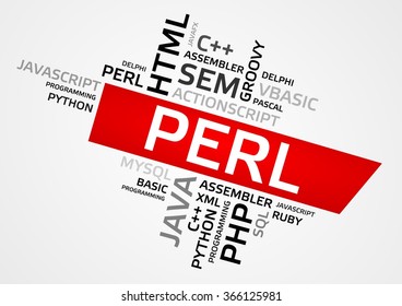 PERL word cloud, tag cloud, vector graphics - programming concept