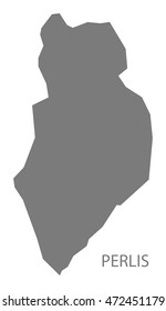 Perlis Malaysia Map in grey