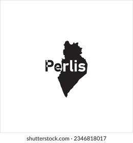 Perlis map and black lettering design on white background