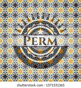 Perm arabesque badge. arabic decoration.
