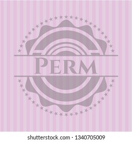 Perm badge with pink background