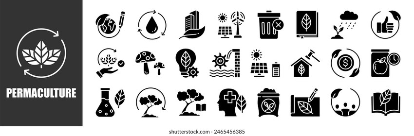Permaculture icon set for design elements