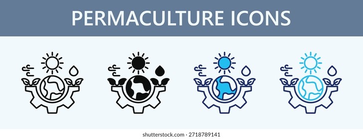 Permaculture Icon Set Multiple Style Collection