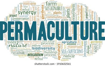 Permaculture vector illustration word cloud isolated on a white background.