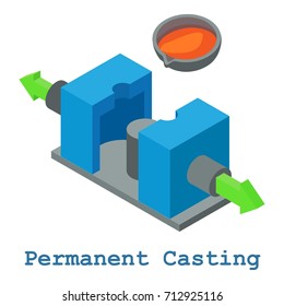 Permanent casting metalwork icon. Isometric illustration of permanent casting metalwork vector icon for web