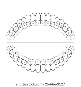 Kontrollbogen für den bleibenden Zahnbürstrückstand, Plakette mit Illustration.