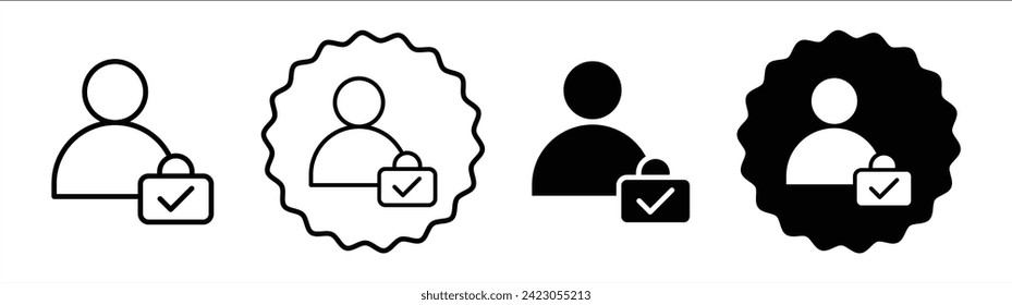 Permanent employee set in black and white color. Permanent employee simple flat icon vector