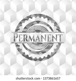 Permanent grey emblem with cube white background
