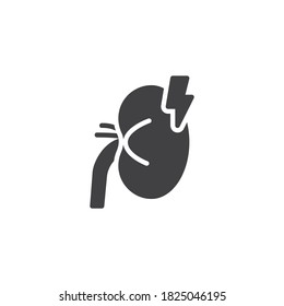 Icono del vector de daño renal permanente. signo plano relleno para concepto móvil y diseño web. Icono de glifo de riñón para la diabetes. Símbolo, ilustración del logotipo. Gráficos vectoriales