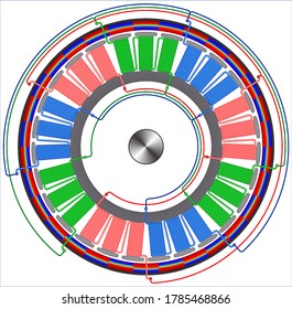 Permanent Magnet Motor Stator Type Winding Stock Vector (Royalty Free ...