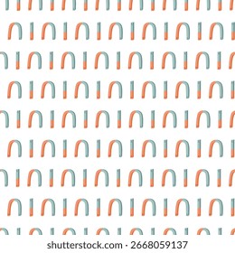 Permanent magnets hand drawn flat style seamless pattern. Back to school theme. Physics science