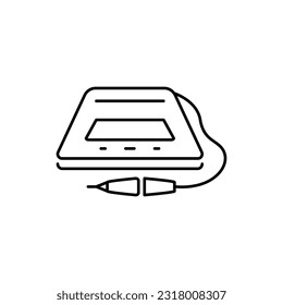 Icono de la línea de maquillaje permanente. Icono de las cejas en polvo. Microblando, máquina de tatuajes. Ilustración del vector