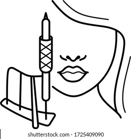 Symbol für bleibende Makeup- und Tätowiermaschine in Umrissen