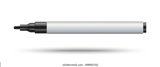 Permanent marker mockup isolated on white background. Black marker pen. Vector EPS 10