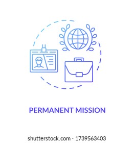 Permanent mission concept icon. International organisation idea thin line illustration. Foreign countries relationship. Embassy diplomat. Vector isolated outline RGB color drawing