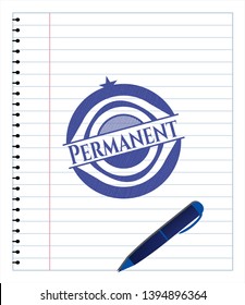 Permanent pen effect. Blue ink. Vector Illustration. Detailed.