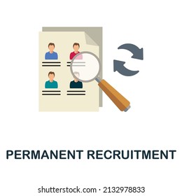 Permanentes Einstellungsverfahren - Symbol Farbiges Elementzeichen aus der Rekrutierungskollektion. Flat Permanent Recruitment Symbol für Webdesign, Infografiken und mehr.