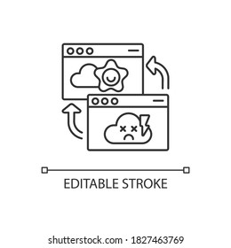 Permanent redirect linear icon. Web page access problem, internet warning notification. Thin line customizable illustration. Contour symbol. Vector isolated outline drawing. Editable stroke