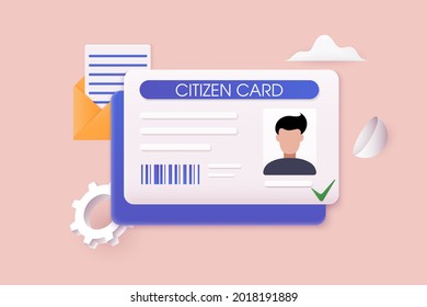 Permanent Residency Card. 3D Web Vector Illustrations