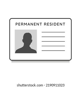 Permanent Resident green card illustration. Vector identification card on white background.