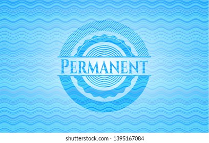 Permanent sky blue water emblem background. Vector Illustration. Detailed.