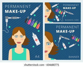 Permanent and tattoo makeup vector concept flat design