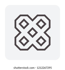 Permeable concrete paver block pavement floor or brick vector icon. For landscape, outdoor, garden by construction pave on ground. That parking lot, sidewalk, patio, path or footpath. Editable stroke.