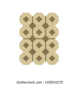 Permeable concrete paver block pavement floor or brick vector icon. Material for landscape, outdoor and garden by construction paving on ground. That parking lot, sidewalk, patio, path or footpath.