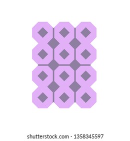 Permeable concrete paver block pavement floor or brick vector icon. Material for landscape, outdoor and garden by construction paving on ground. That parking lot, sidewalk, patio, path or footpath.