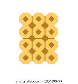 Permeable concrete paver block pavement floor or brick vector icon. Material for landscape, outdoor and garden by construction paving on ground. That parking lot, sidewalk, patio, path or footpath.
